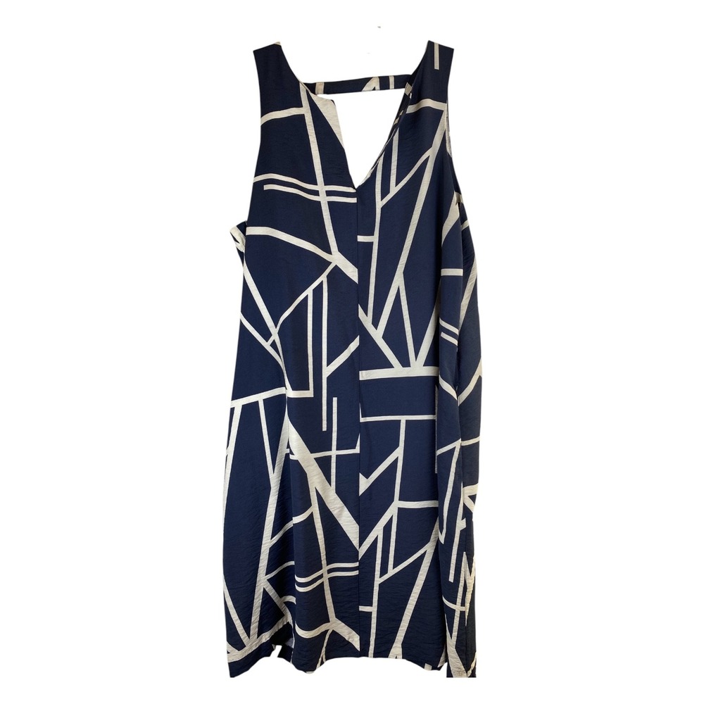 Banana Republic Trapeze Dress M Navy MCM Excellent Geometric Abstract Artsy Mod - Picture 4 of 12